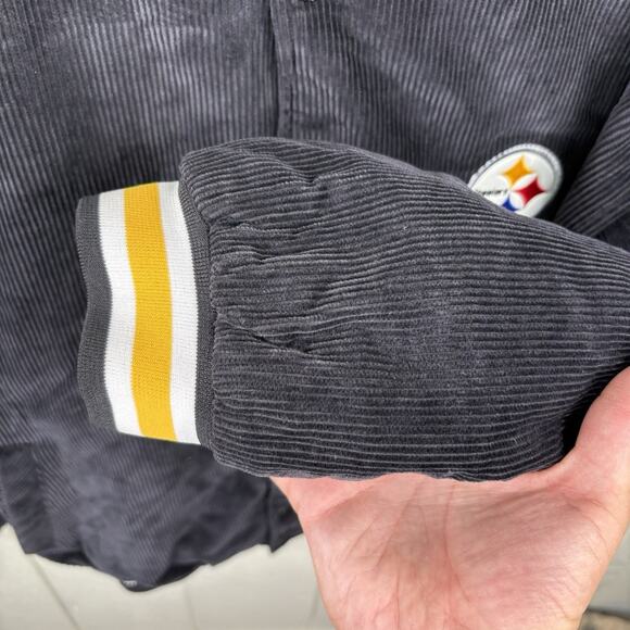Y2K Black Corduroy Pittsburgh Steelers Bomber Size X-Large - Picture 6 of 11